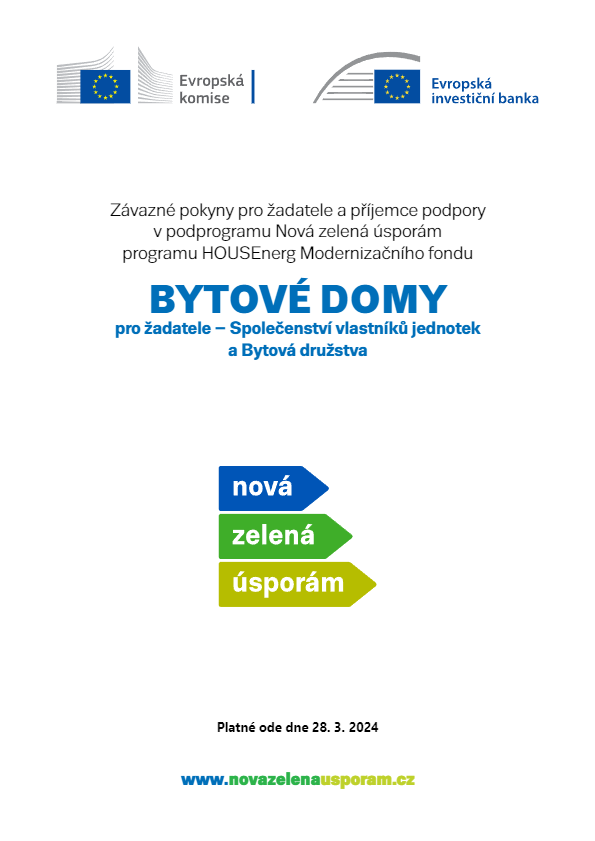 Závazné pokyny pro žadatele a příjemce podpory v podprogramu Nová zelená úsporám